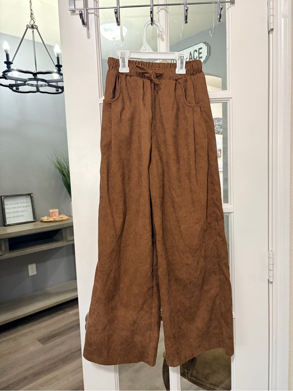 SHEIN Brown Wide Leg Corduroy Kids Casual Pants